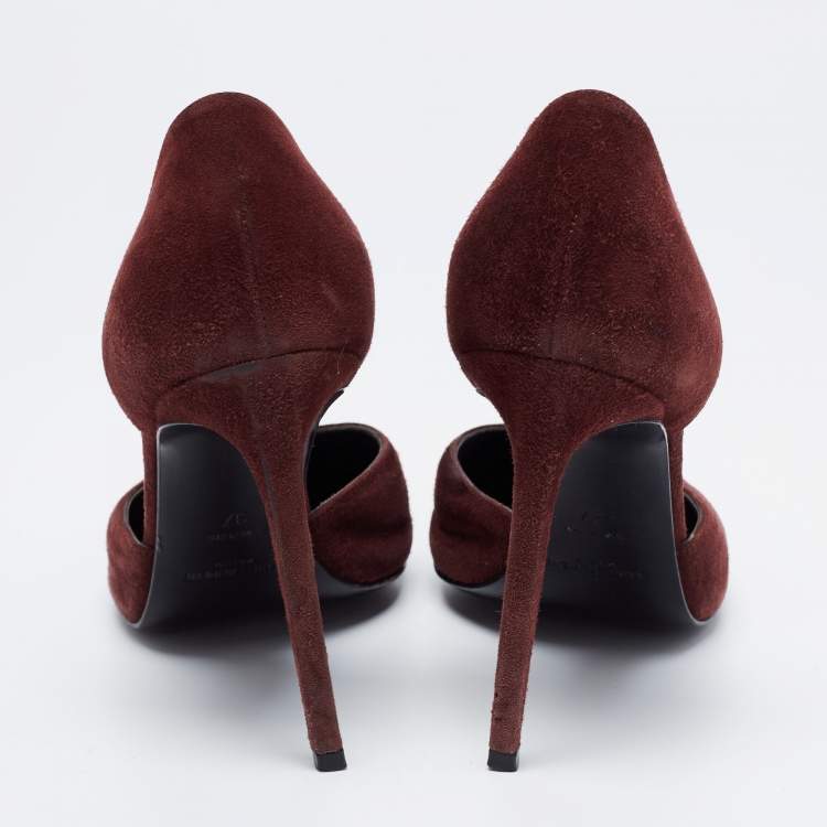 Pre Owned Saint Laurent Brown Suede D-orsay Pumps Size 37