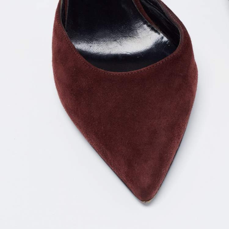 Pre Owned Saint Laurent Brown Suede D-orsay Pumps Size 37