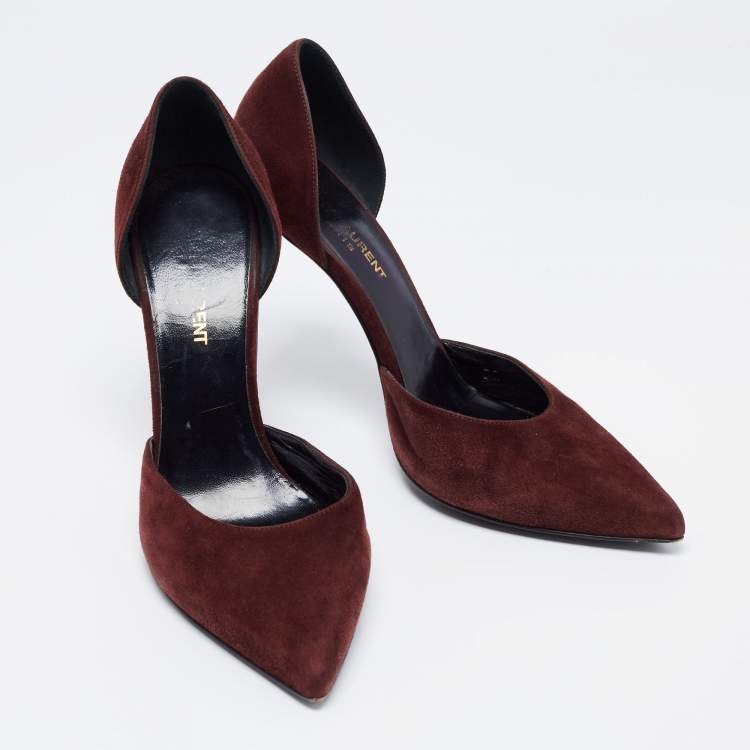 Pre Owned Saint Laurent Brown Suede D-orsay Pumps Size 37