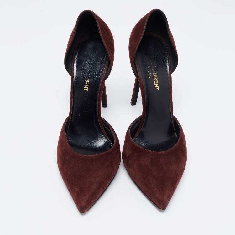 Pre Owned Saint Laurent Brown Suede D-orsay Pumps Size 37