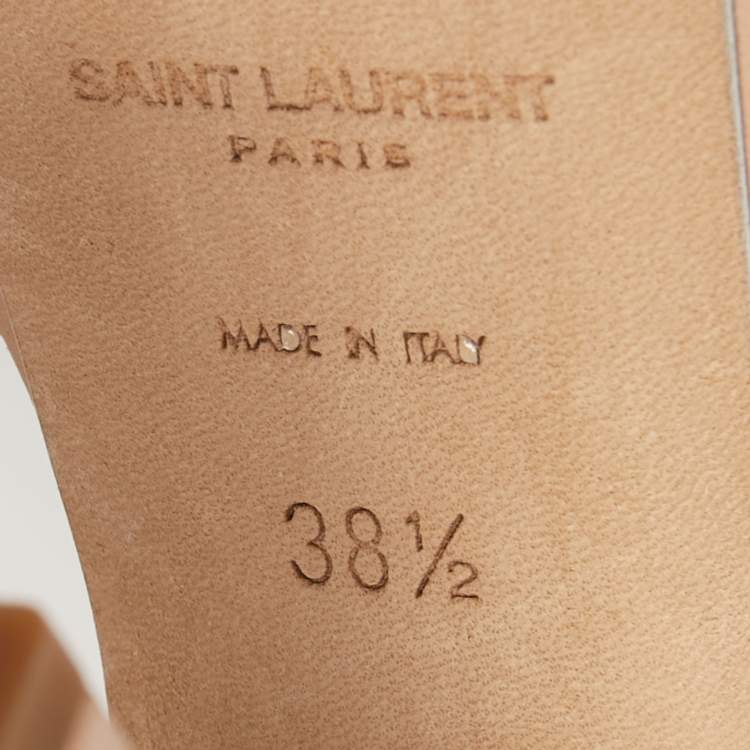مملوكة مسبقًا Saint Laurent Beige Leather Farrah Sandals Size 38.5