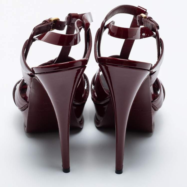 مملوكة مسبقًا Saint Laurent Red Patent  Tribute  Sandals Size 40