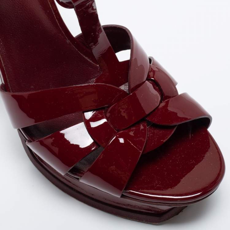 مملوكة مسبقًا Saint Laurent Red Patent  Tribute  Sandals Size 40
