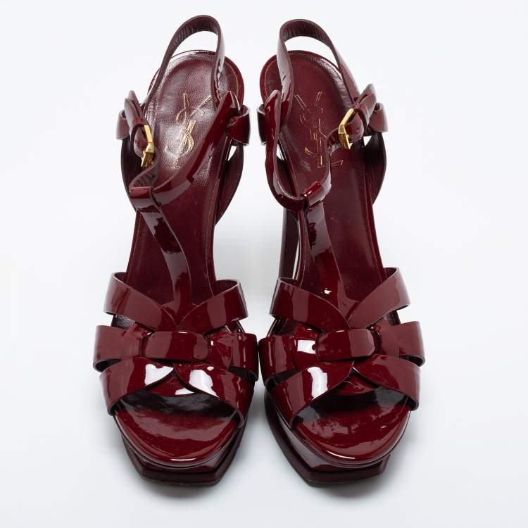 مملوكة مسبقًا Saint Laurent Red Patent  Tribute  Sandals Size 40