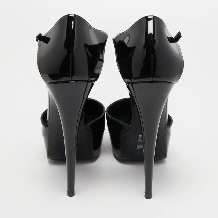 Pre Owned Saint Laurent Black Patent Leather Betty Ankle Strap Pumps Size 39
