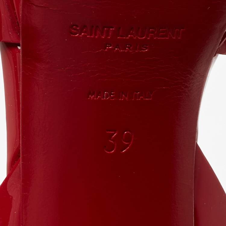 Pre Owned Saint Laurent Red Patent Leather Tribute Sandals Size 39