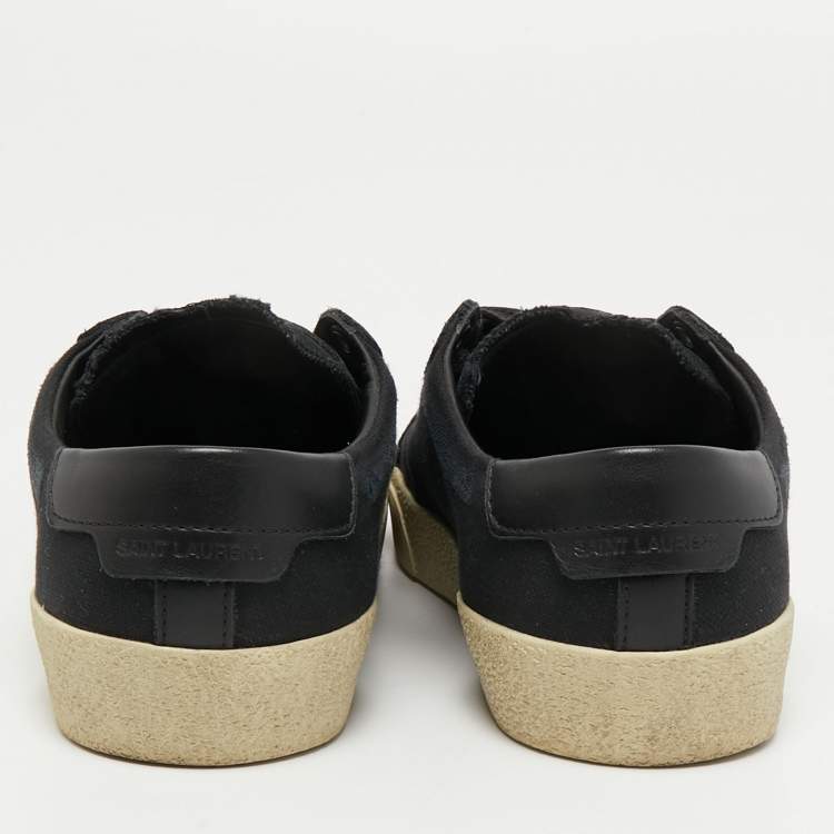 Pre Owned Saint Laurent Black Canvas Court Classic Sneakers Size 35.5