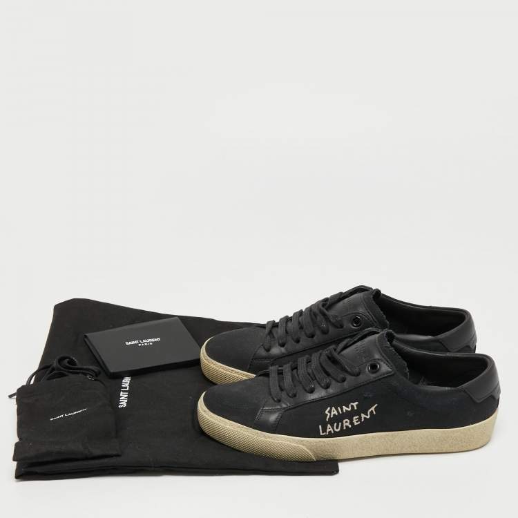 Pre Owned Saint Laurent Black Canvas Court Classic Sneakers Size 35.5