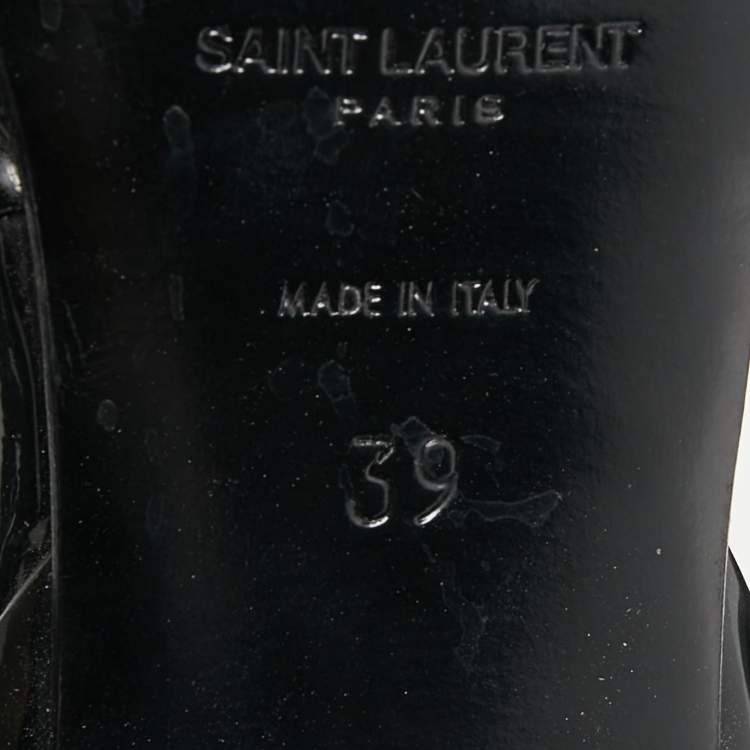 Pre Owned Saint Laurent Black Patent Leather Tribute Sandals Size 39
