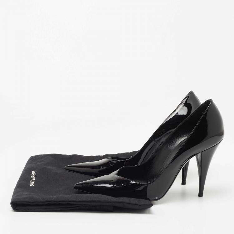 Pre Owned Saint Laurent Black Patent Leather Kiki Pumps Size 36