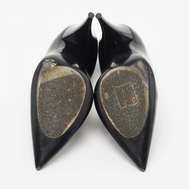 Pre Owned Saint Laurent Black Patent Leather Kiki Pumps Size 36