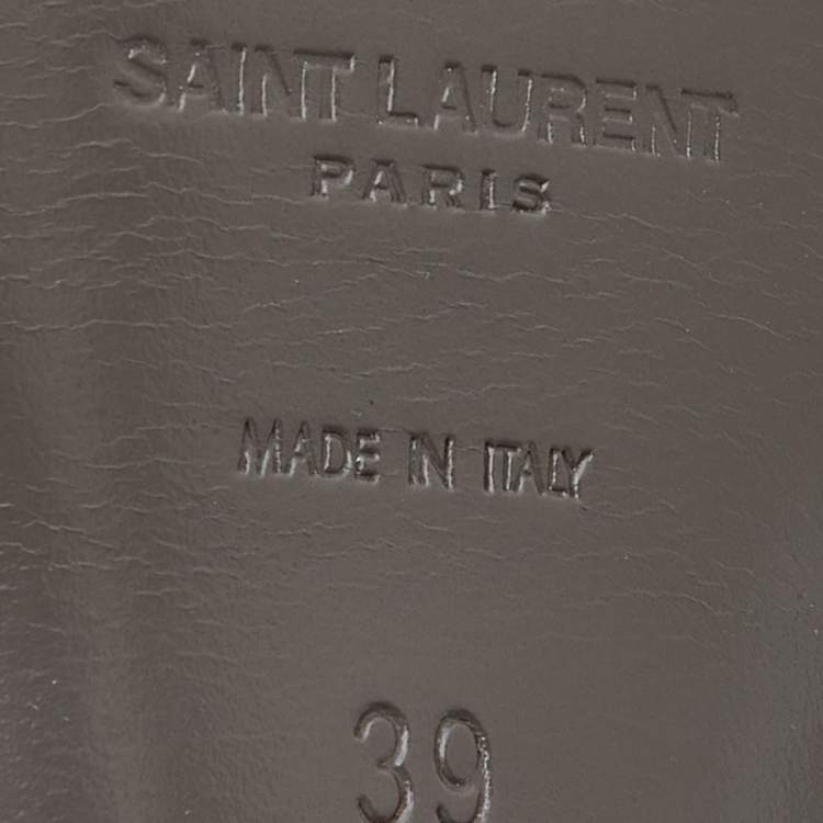 Pre Owned Saint Laurent Metallic Silver Glitter Tribute Platform Sandals Size 39