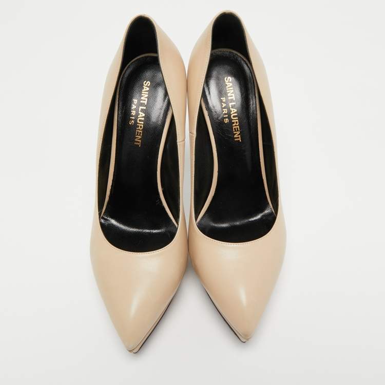 Pre Owned Saint Laurent Beige Leather Anja Pumps Size 38
