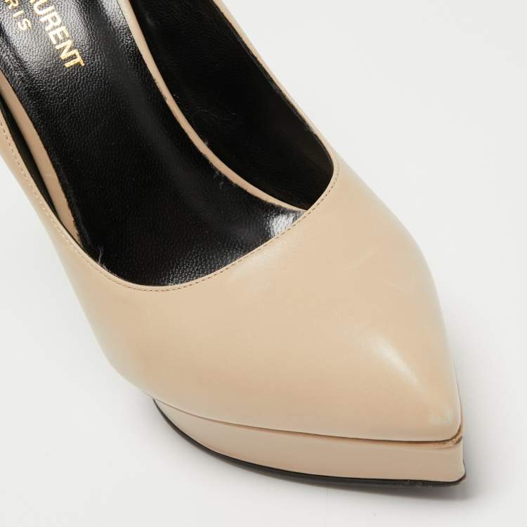 Pre Owned Saint Laurent Beige Leather Anja Pumps Size 38