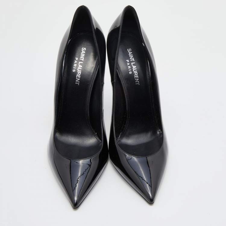 Pre Owned Saint Laurent Black Patent Leather Opyum Pointed Toe Pumps Size 40