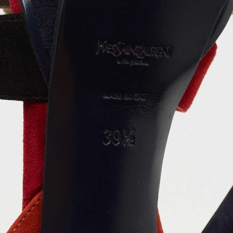 مملوكة مسبقًا Saint Laurent Multicolor Suede Tribute Sandals Size 39.5
