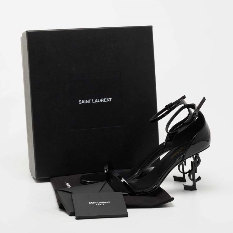 Pre Owned Saint Laurent Paris Black Patent Leather Opyum Sandals Size 39