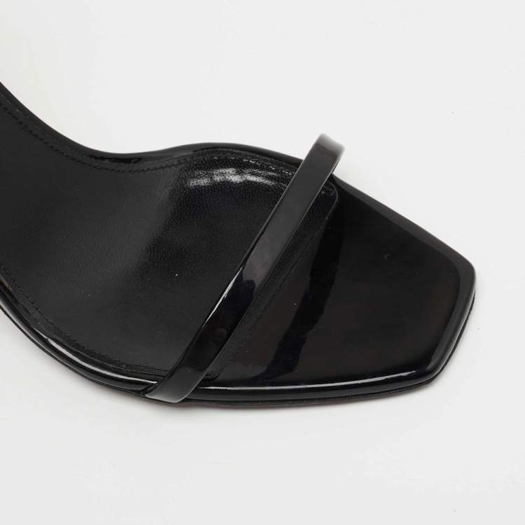 Pre Owned Saint Laurent Paris Black Patent Leather Opyum Sandals Size 39