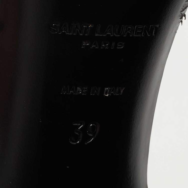 Pre Owned Saint Laurent Paris Black Patent Leather Opyum Sandals Size 39