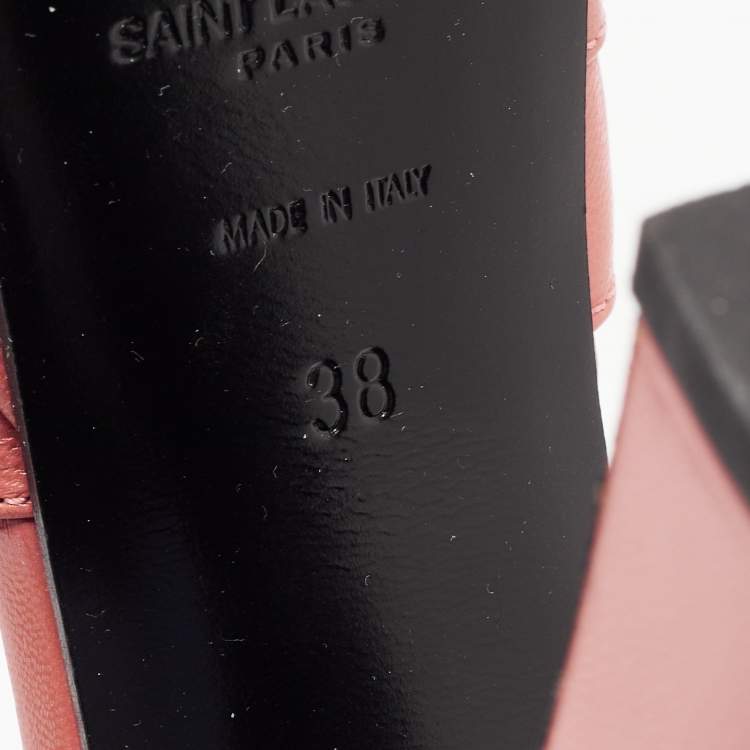Pre Owned Saint Laurent Pink Leather Candy Platform Sandals Size 38