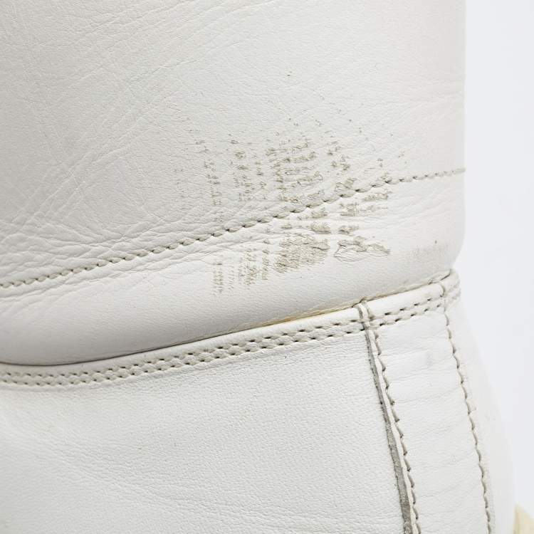 Pre Owned Saint Laurent White Leather Studded High Top Sneakers Size 37