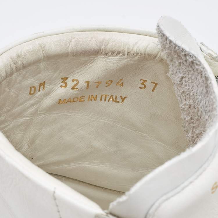 Pre Owned Saint Laurent White Leather Studded High Top Sneakers Size 37
