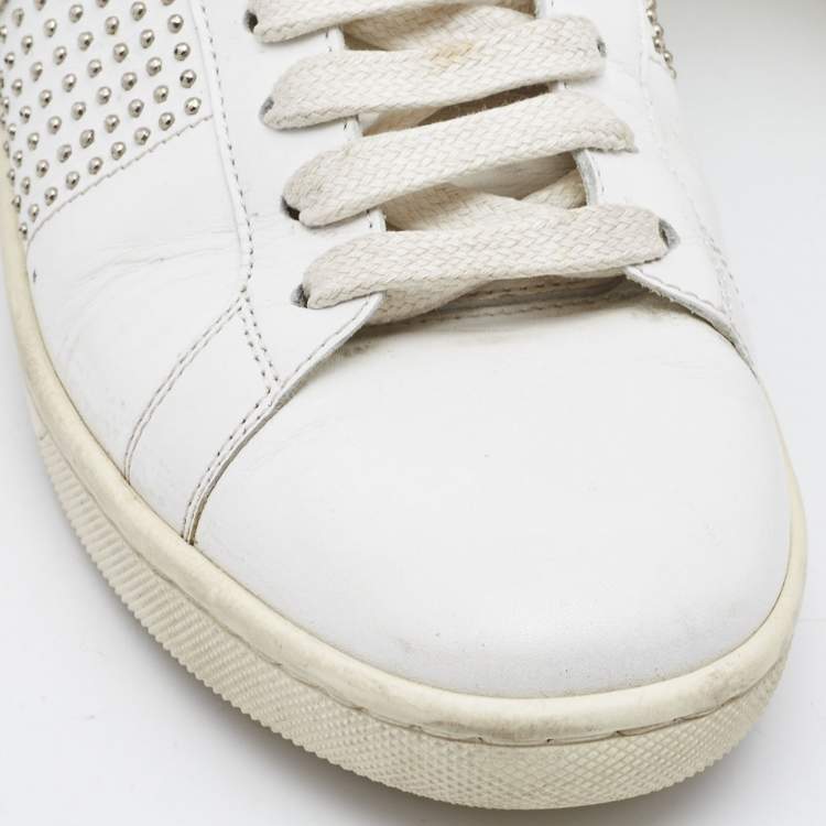 Pre Owned Saint Laurent White Leather Studded High Top Sneakers Size 37