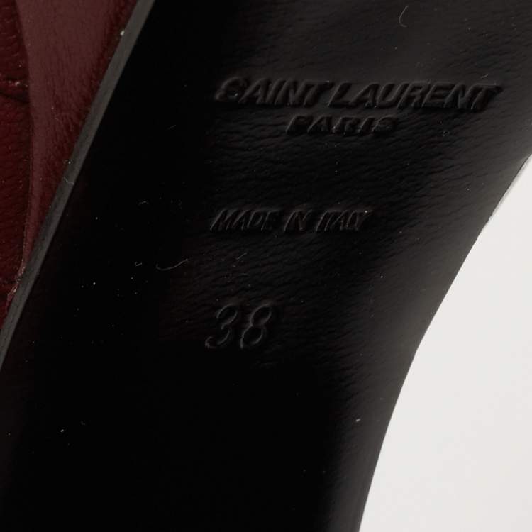 Pre Owned Saint Laurent Burgundy Leather Candy Sandals Size 38