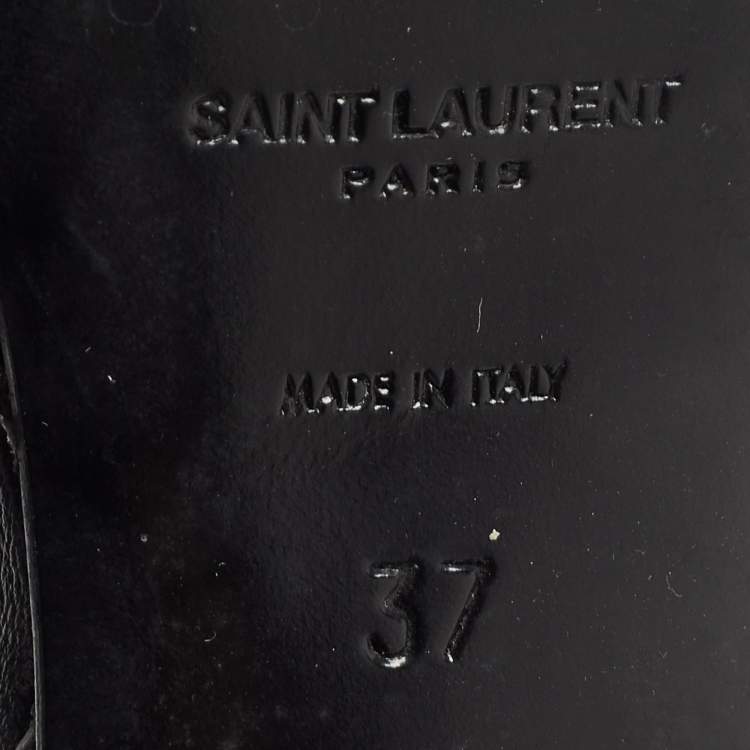 Pre Owned Saint Laurent Black Glitter Tribute Sandals Size 37