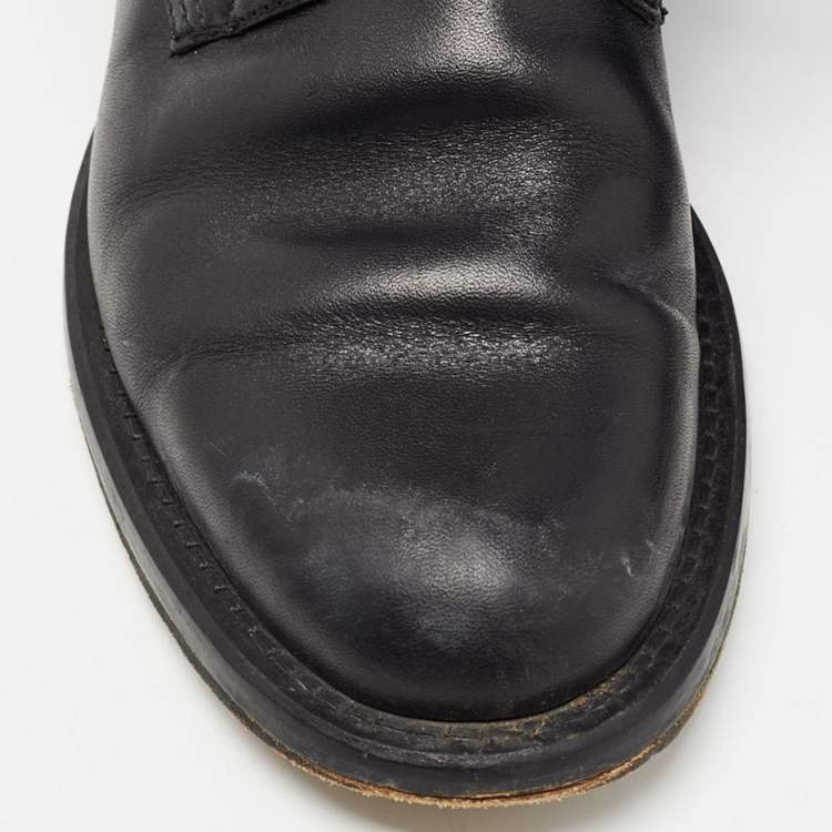 Pre Owned Saint Laurent Black Leather Studded Rangers Boots Size 40.5