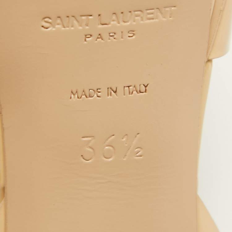 Pre Owned Saint Laurent Beige Patent Leather Tribute Sandals Size 36.5