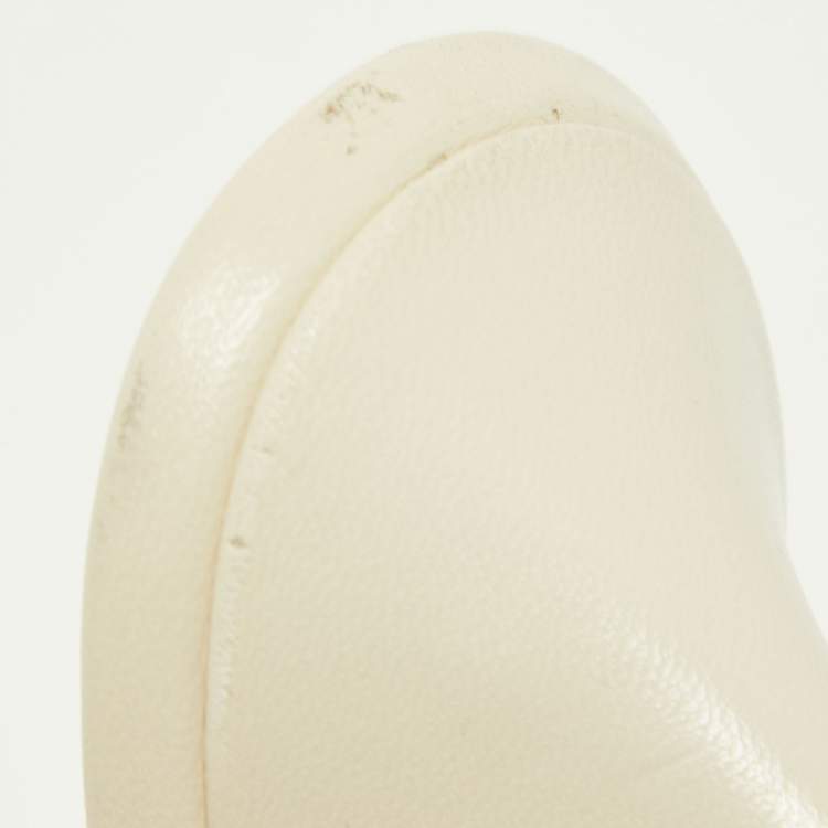 Pre Owned Saint Laurent Off White Mink Fur Roy Slide Sandals Size 36.5