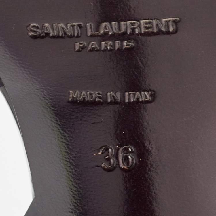 Pre Owned Saint Laurent Burgundy Patent Leather Tribute Sandals Size 36