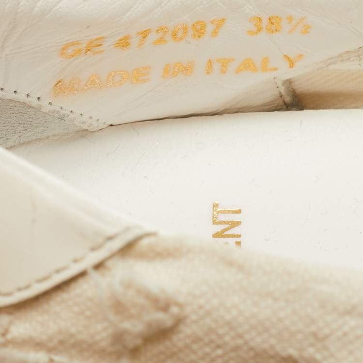 Pre Owned Saint Laurent White Canvas Lace Up Sneakers Size 38.5