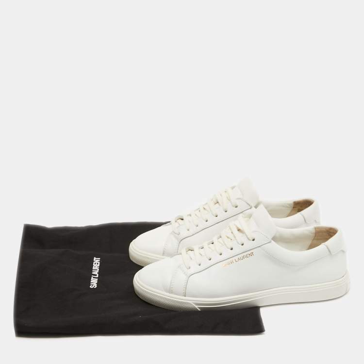 Pre Owned Saint Laurent White Leather Andy Sneakers Size 38