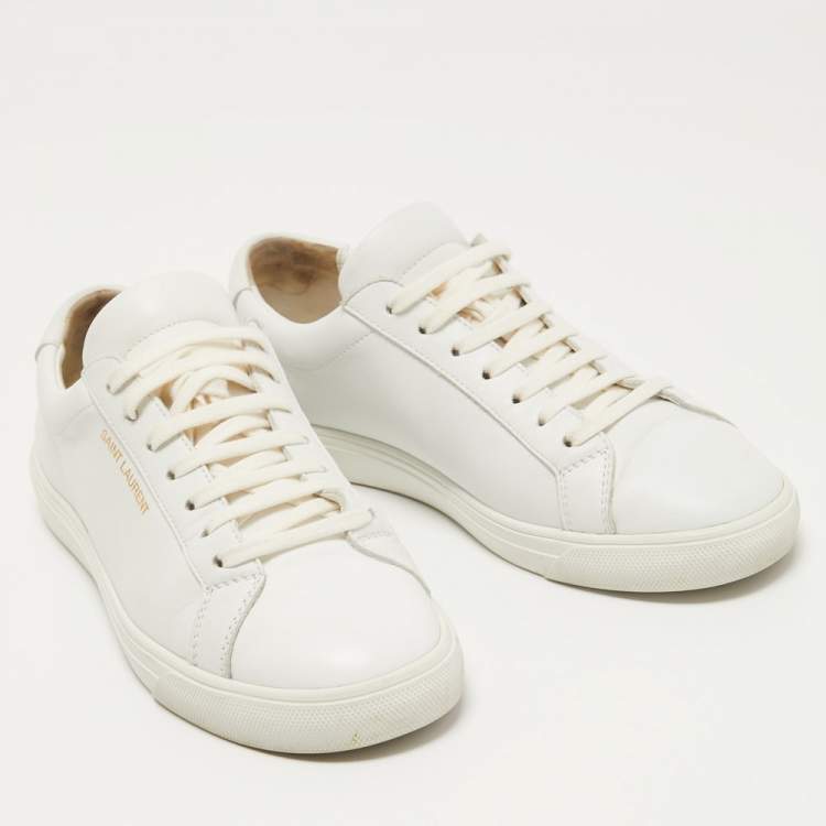 Pre Owned Saint Laurent White Leather Andy Sneakers Size 38