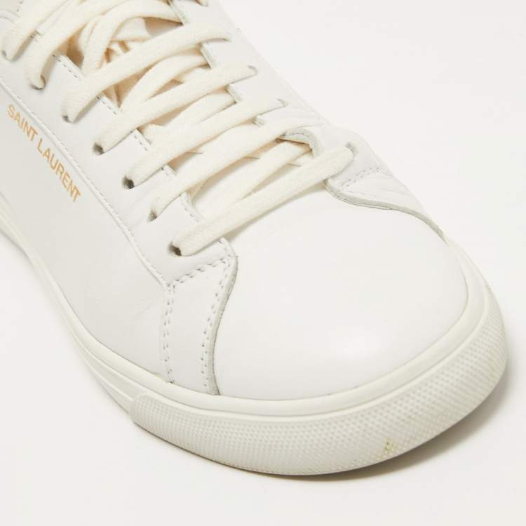 Pre Owned Saint Laurent White Leather Andy Sneakers Size 38