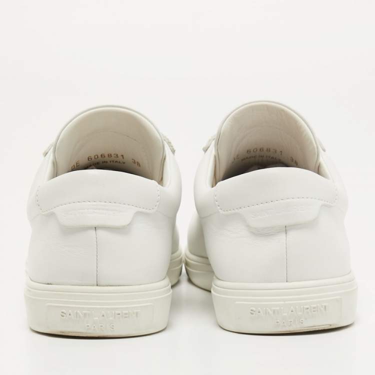 Pre Owned Saint Laurent White Leather Andy Sneakers Size 38