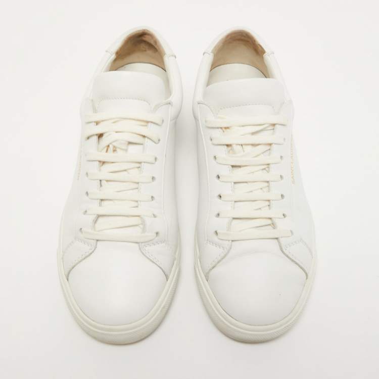 Pre Owned Saint Laurent White Leather Andy Sneakers Size 38