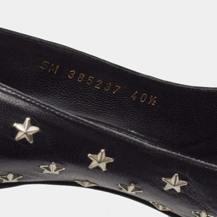 Pre Owned Saint Laurent Black Leather Studded Star Pumps Size 40.5
