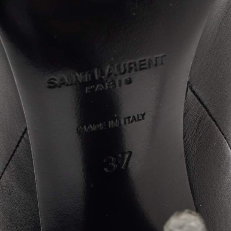 Pre Owned Saint Laurent Paris Black Leather Knee Length Boots Size 37