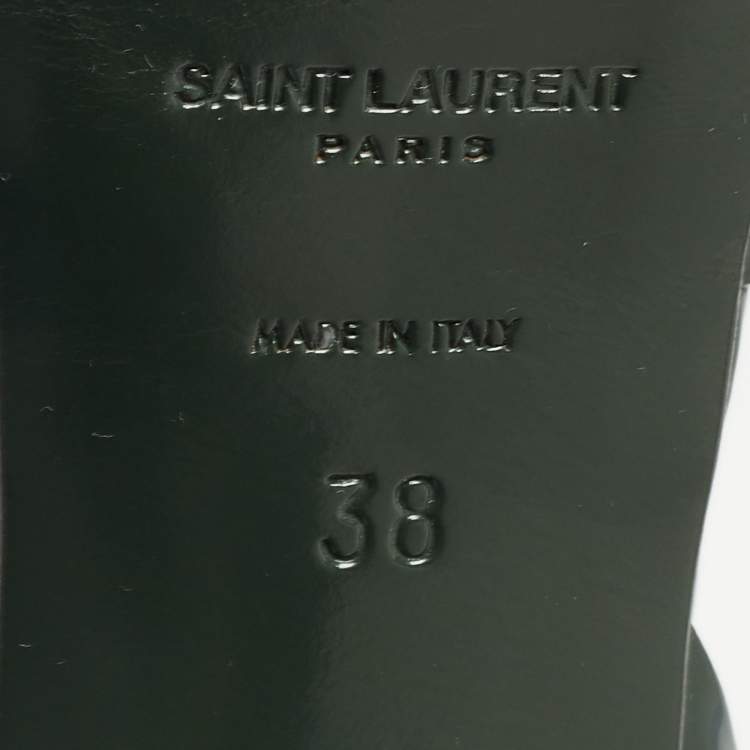 مملوكة مسبقًا Saint Laurent Paris Green Patent Tribute Sandals Size 38