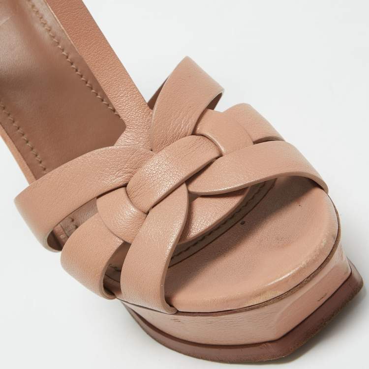 Pre Owned Saint Laurent Pink Leather Tribute Sandals Size 39