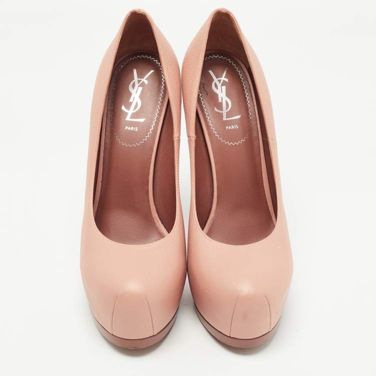 Pre Owned Saint Laurent Pink Leather Tribtoo Pumps Size 39
