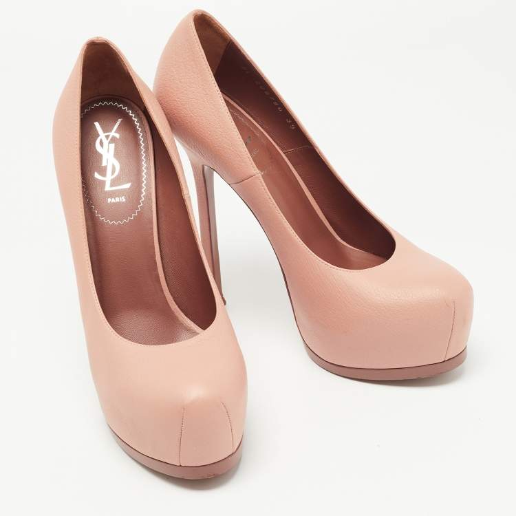 Pre Owned Saint Laurent Pink Leather Tribtoo Pumps Size 39