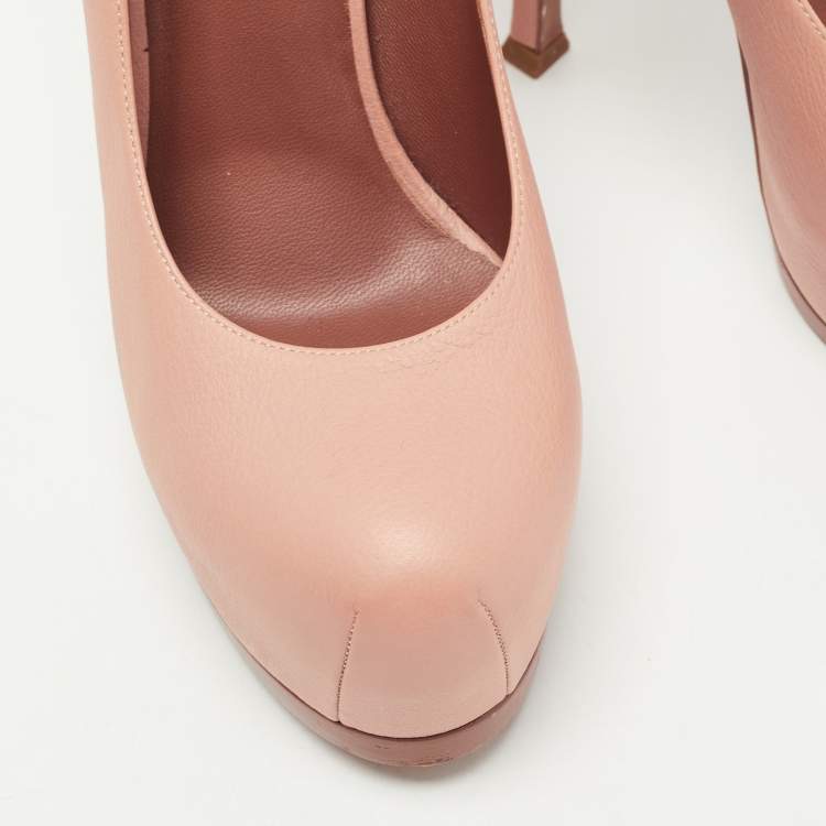 Pre Owned Saint Laurent Pink Leather Tribtoo Pumps Size 39