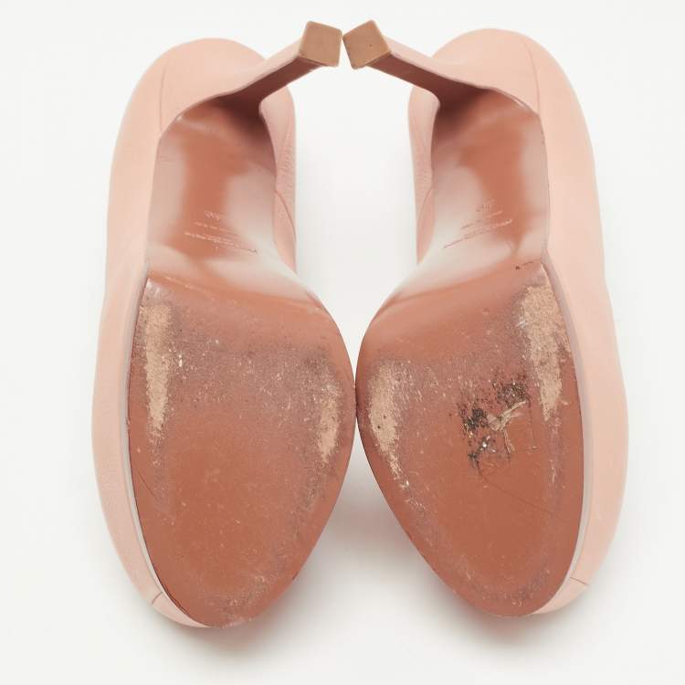 Pre Owned Saint Laurent Pink Leather Tribtoo Pumps Size 39