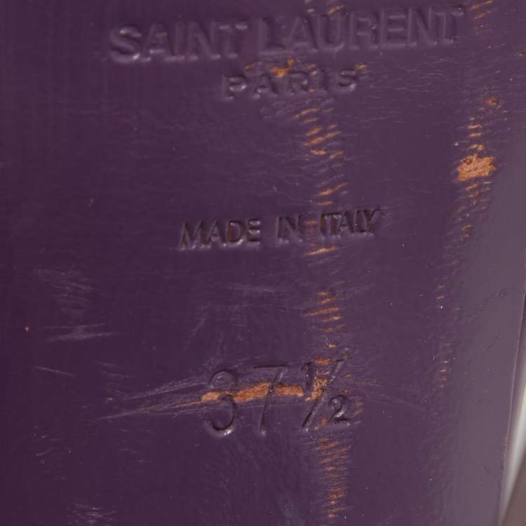 Pre Owned Saint Laurent Purple Patent Leather Tribute Sandals Size 37.5