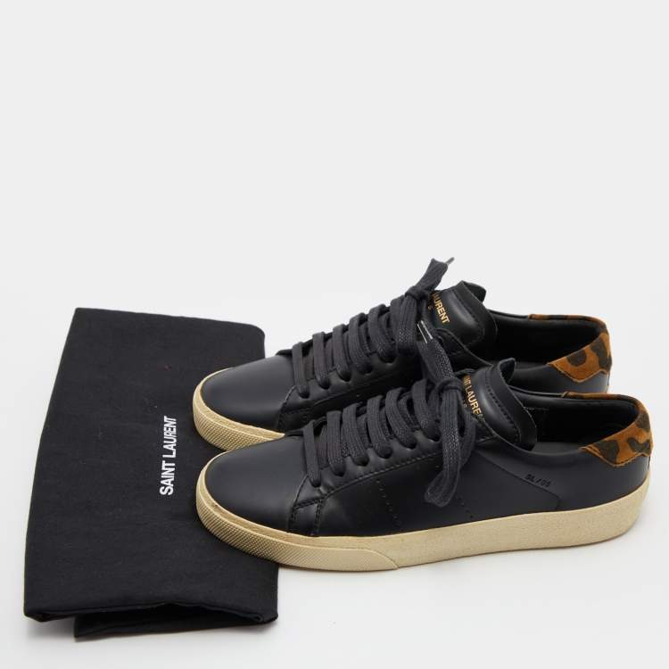 Pre Owned Saint Laurent Black Leather Low Top Sneakers Size 36