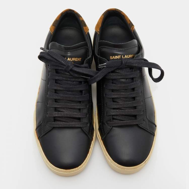 Pre Owned Saint Laurent Black Leather Low Top Sneakers Size 36